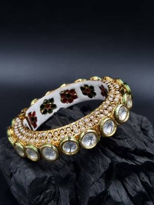 Gold plated ethnic rajasthani pearl studded bangles for women 1