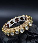 Gold plated ethnic rajasthani pearl studded bangles for women