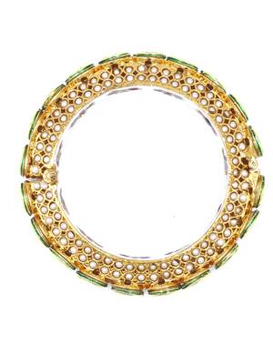 Gold plated ethnic rajasthani pearl studded bangles for women 2