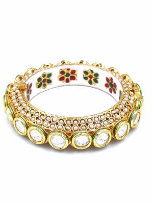 Gold plated ethnic rajasthani pearl studded bangles for women 3