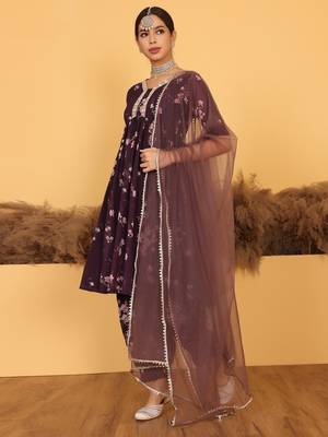 Ethnovog Ready To Wear Purple Georgette Printed Suit Set 2