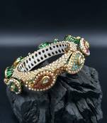 Gold plated ethnic rajasthani pearl studded bangles for women