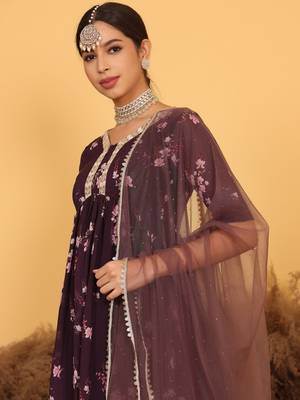 Ethnovog Ready To Wear Purple Georgette Printed Suit Set 4