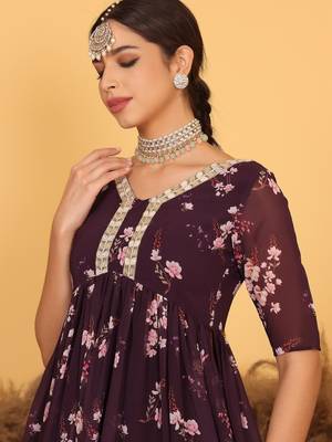 Ethnovog Ready To Wear Purple Georgette Printed Suit Set 8