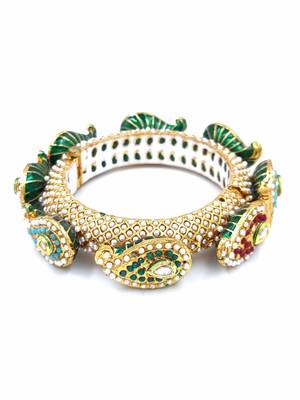 Gold plated ethnic rajasthani pearl studded bangles for women 3