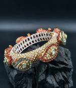 Gold plated ethnic rajasthani pearl studded bangles for women