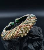 Gold plated ethnic rajasthani pearl studded bangles for women