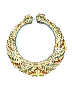 Gold plated ethnic rajasthani pearl studded bangles for women 3