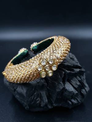 Gold plated ethnic rajasthani pearl studded bangles for women 1
