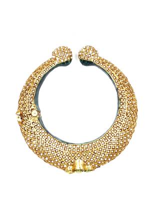 Gold plated ethnic rajasthani pearl studded bangles for women 2