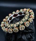 Gold plated ethnic rajasthani pearl studded bangles for women