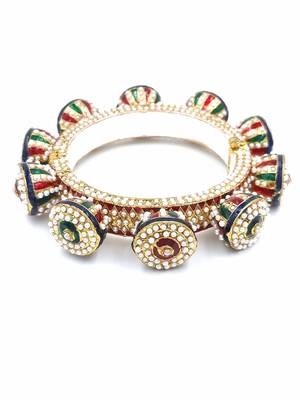 Gold plated ethnic rajasthani pearl studded bangles for women 3