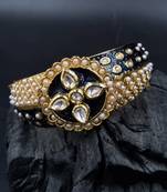 Gold plated ethnic rajasthani pearl studded bangles for women