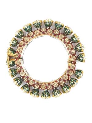 Gold plated ethnic rajasthani pearl studded bangles for women 2