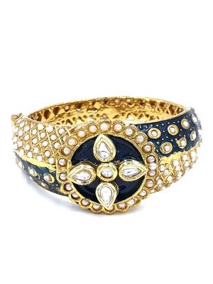 Gold plated ethnic rajasthani pearl studded bangles for women 2