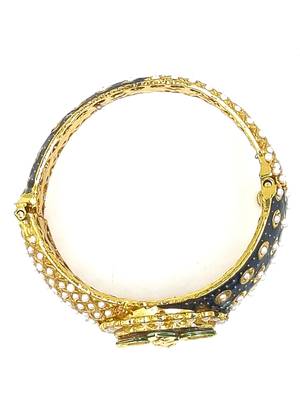 Gold plated ethnic rajasthani pearl studded bangles for women 3