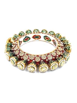Gold plated ethnic rajasthani pearl studded bangles for women 3