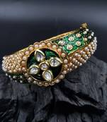 Gold plated ethnic rajasthani pearl studded bangles for women