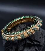Gold plated ethnic rajasthani pearl studded bangles for women