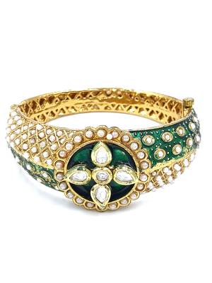 Gold plated ethnic rajasthani pearl studded bangles for women 2