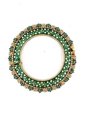 Gold plated ethnic rajasthani pearl studded bangles for women 2