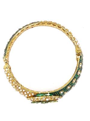Gold plated ethnic rajasthani pearl studded bangles for women 3