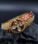 Gold plated ethnic rajasthani pearl studded bangles for women