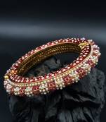 Gold plated ethnic rajasthani pearl studded bangles for women