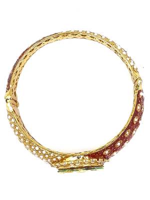 Gold plated ethnic rajasthani pearl studded bangles for women 3