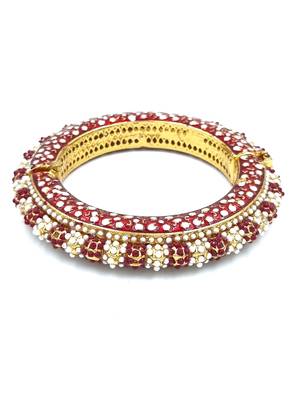 Gold plated ethnic rajasthani pearl studded bangles for women 3