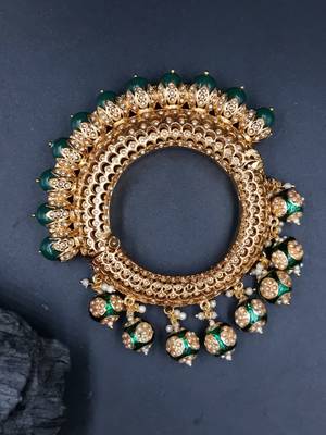 Gold plated ethnic rajasthani pearl studded bangles for women 1