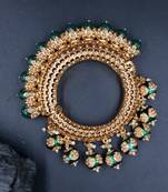 Gold plated ethnic rajasthani pearl studded bangles for women