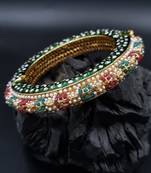 Gold plated ethnic rajasthani pearl studded bangles for women