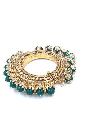 Gold plated ethnic rajasthani pearl studded bangles for women 2