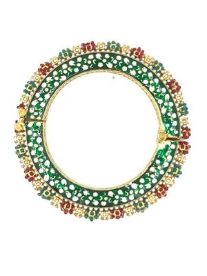 Gold plated ethnic rajasthani pearl studded bangles for women 3