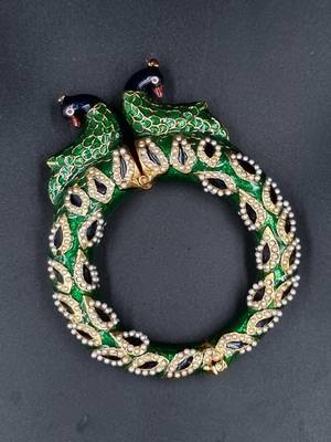 Gold plated ethnic rajasthani pearl studded bangles for women 1