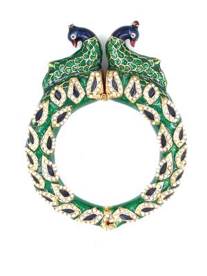 Gold plated ethnic rajasthani pearl studded bangles for women 2