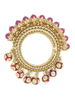 Gold plated ethnic rajasthani pearl studded bangles for women 3