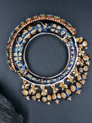 Gold plated ethnic rajasthani pearl studded bangles for women 1