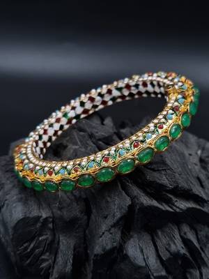 Gold plated ethnic rajasthani pearl studded bangles for women 1