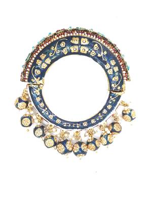 Gold plated ethnic rajasthani pearl studded bangles for women 2