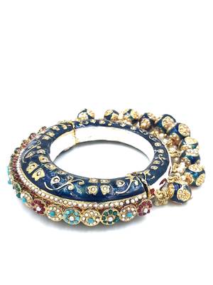 Gold plated ethnic rajasthani pearl studded bangles for women 3