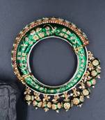 Gold plated ethnic rajasthani pearl studded bangles for women