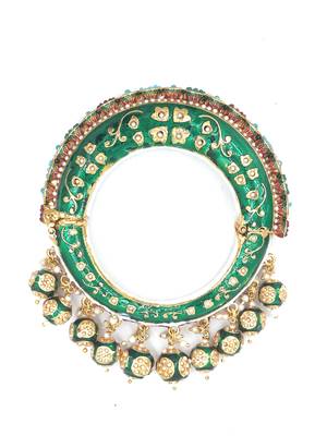 Gold plated ethnic rajasthani pearl studded bangles for women 2