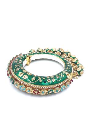 Gold plated ethnic rajasthani pearl studded bangles for women 3