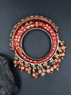Gold plated ethnic rajasthani pearl studded bangles for women 1