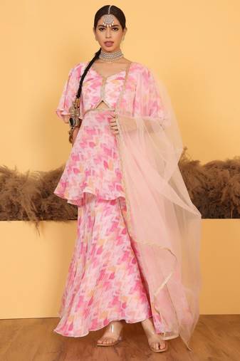 Ethnovog Ready To Wear Multicolored Georgette Printed Palazzo Suit
