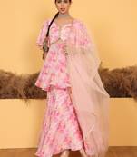 Ethnovog Ready To Wear Multicolored Georgette Printed Palazzo Suit