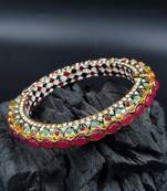 Gold plated ethnic rajasthani pearl studded bangles for women