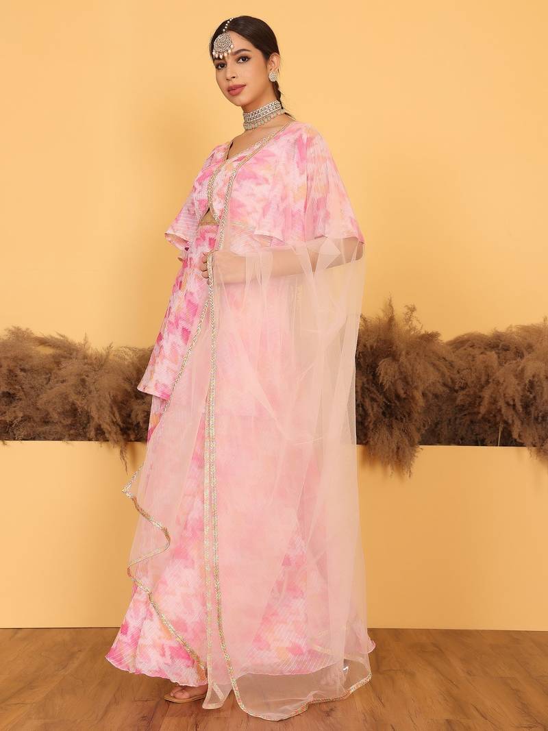 Ethnovog Ready To Wear Multicolored Georgette Printed Palazzo Suit